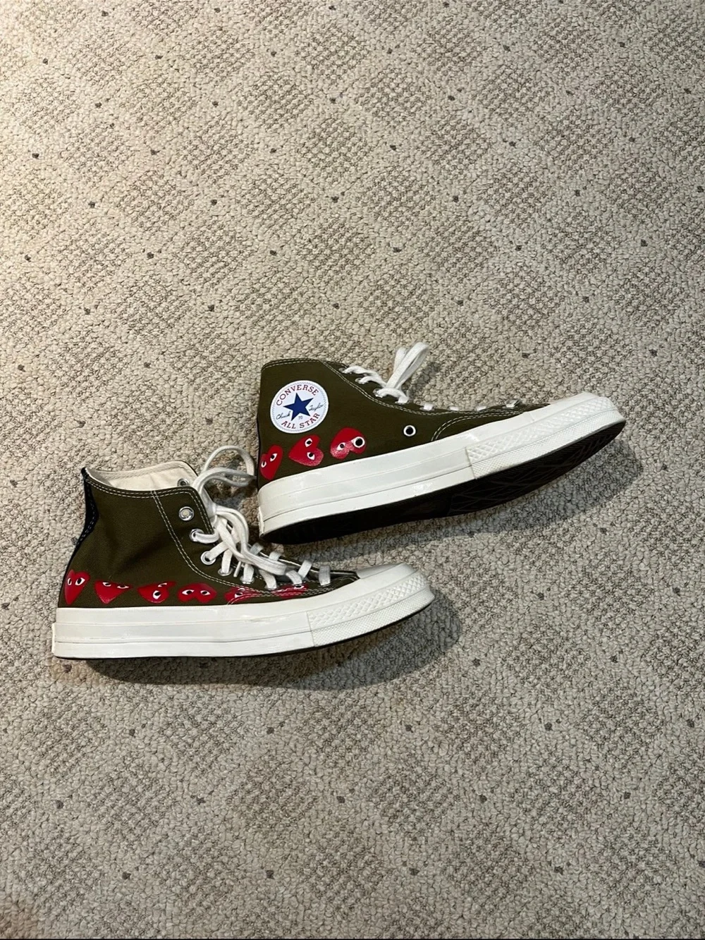 Converse Comme des Garçons Play x Chuck 70 Ні Top Multi Heart Sneakers. - Picture 8 of 10